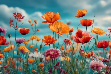 Vibrant wildflowers in a meadow