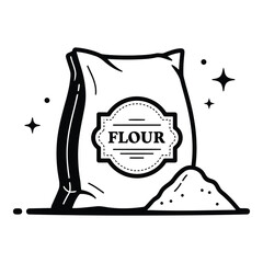Obraz premium Art of a bag of flour isolated on white background, representing baking, cooking, and ingredients for delicious recipes and culinary creations