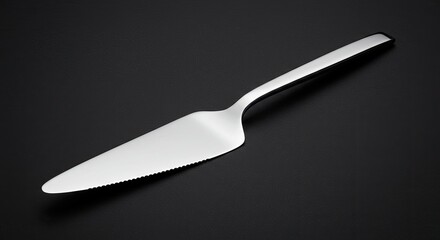 Fototapeta premium Elegant Cake Server on Black Background Shiny and Clean.