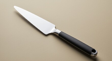 Elegant Cake Server with Black Handle on Neutral Background.
