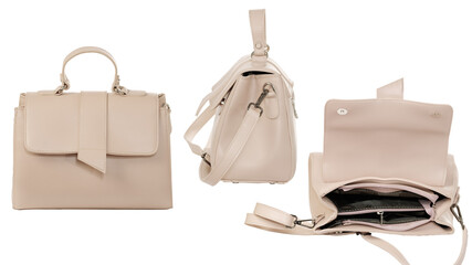 Beige women's bag with open exterior.