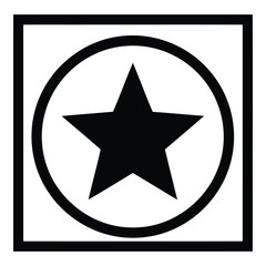 Art of star in circle and square frame isolated on white background, a symbol of quality, achievement, and excellence for logos, badges, and graphic design