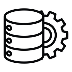 Art of database server with gear isolated on white background for data management and system optimization in technology and network