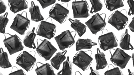 A repeating pattern of black bags from different angles.