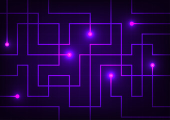 Neon light line tech purple geometry background