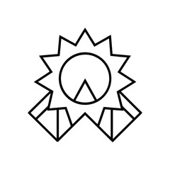 Award Badge Ribbon Prize Medal Line Art Illustration, Minimalist Award Medal and Ribbon Outline Drawing