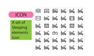 A set of sleeping elements line art icon