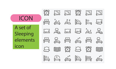 A set of sleeping elements line art icon
