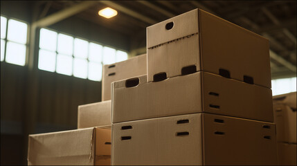cardboard boxes in warehouse