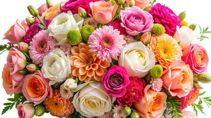 Vibrant Spring Bouquet: Roses, Dahlias, and Gerbera Daisies in a Romantic Arrangement