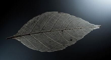 Intricate Skeleton Leaf: Nature's Delicate Vein Structure Backlit for Stunning Detail