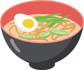 vector illustration of a ramen bowl with boiled eggs