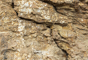 the structure of the rock surface in the section, quarrying in the natural environment, sunny day