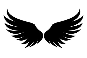 Obraz premium angel wings silhouette vector illustration, wings black symbol