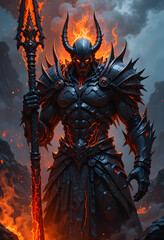 Obsidian Magma Warlord with Lava Spear, Volcanic Elemental Destroyer