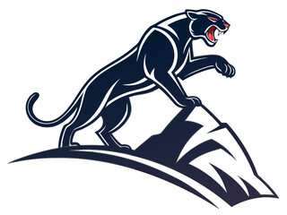 Powerful Black Panther Silhouette Logo