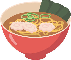 vector illustration of a ramen bowl with sausages