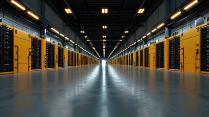 Industrial supercomputer infrastructure in a vast modern data processing facility