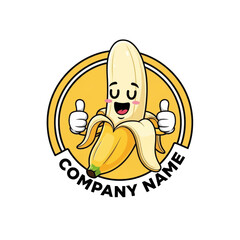 Happy Banana Character Giving Thumbs Up Mascot Logo Design 3D Vector Illustration