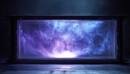 Dark metal enclosure with vibrant purple-blue plasma inside