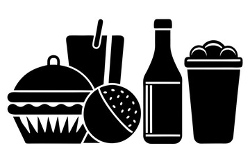 Vector art of silhouette of food and drink icon