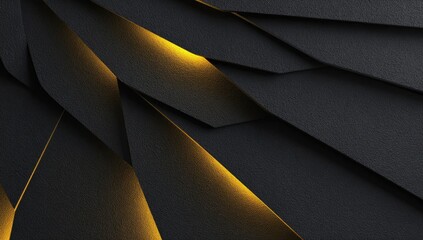 Abstract dark gray layered design with glowing yellow lines