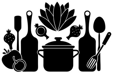 Vector illusion of  kitchen utensils set