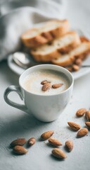 Almond coffee with sliced bread