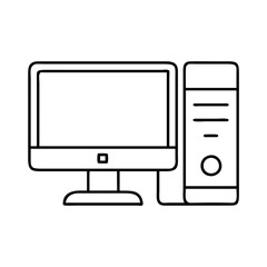 Outline computer desktop pc vector illustration for graphic design and web development projects