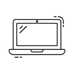 Laptop computer vector illustration for technology and business design, outline style icon for web