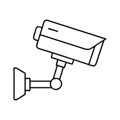 Security camera cctv surveillance system vector outline drawing for safety and protection concept