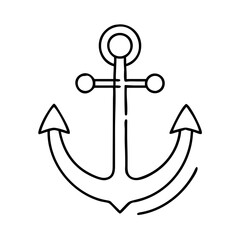 Anchor outline vector drawing for nautical theme design element maritime symbol illustration art