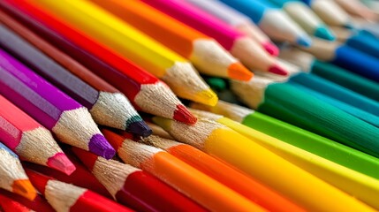 Naklejka premium Close-up view of colorful colored pencils.
