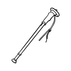 Illustration of a walking stick cane hiking stick trekking pole for outdoor adventure support
