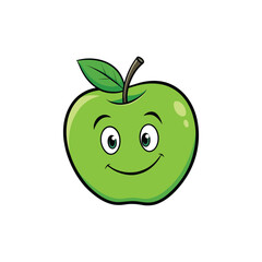 Fresh Apple Cartoon Design, Colorful Apple Cartoon, Juicy Apple Cartoon Art