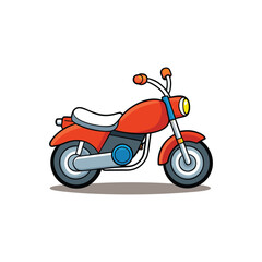 Obraz premium Cute Motorbike Cartoon Drawing, Classic Motorcycle Vector Art