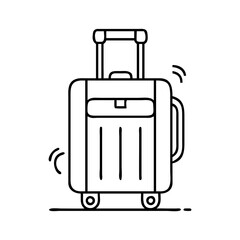 Travel suitcase luggage bag for vacation trip and business trip line art vector illustration