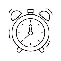 Alarm clock vector illustration time reminder wake up call vintage style icon outline doodle drawing