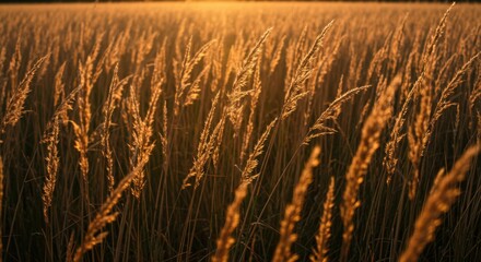 Golden Hour Meadow Grass: Nature's Warm Embrace at Sunset