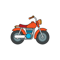 Obraz premium Cute Motorbike Cartoon Drawing, Classic Motorcycle Vector Art