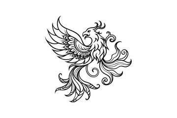 Fototapeta premium contemporary innovative creative digital colorful vibrant crisp clean stylish elegant modern detailed professional high quality Elegant Black Silhouette Style Phoenix Bird Design with Intricate Feathe