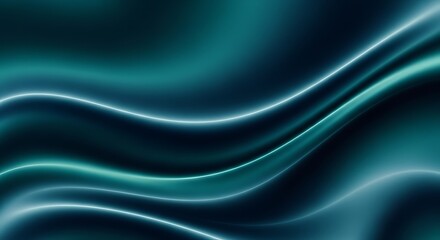 Naklejka premium Abstract teal background with wavy lines and light effects.