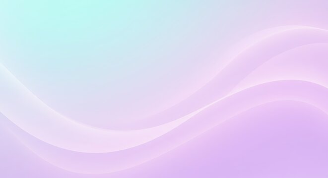 Abstract background with smooth flowing waves on a gentle purple and mint green gradient. Modern elegant design for a digital backdrop.