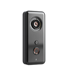 Sleek modern security camera with advanced features, positioned on a wall, capturing surroundings