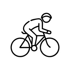 Naklejka premium Cyclist riding bicycle in minimalist outline style, concept of icon 