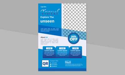 Obraz premium Modern Clean And Minimal Travel Flyer Template Design WIth Blue Color 