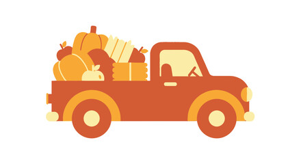Naklejka premium Harvest Haul: A Vintage Pickup Truck Loaded with Autumn's Bounty