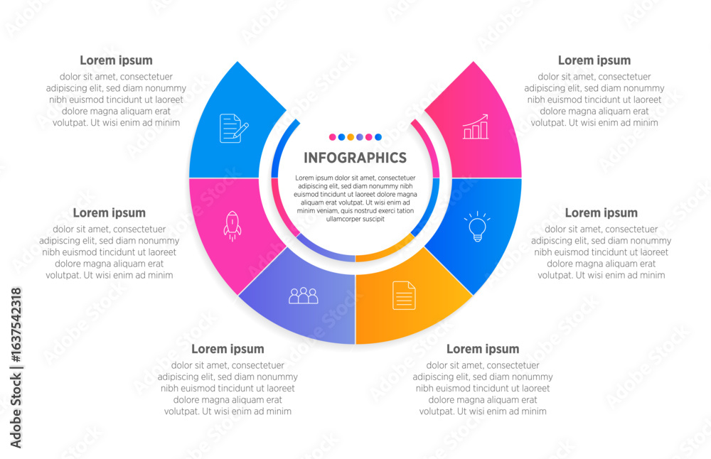 Wall mural modern vector infographic label design with circle infographic template design and 6 options or step