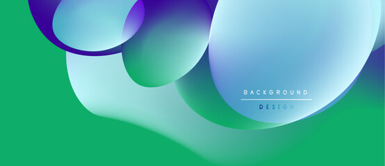 Abstract fluid shapes, vibrant colors blend. Green dominates, blue accents create modern design. Text reads background design.