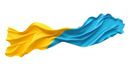 Waving flag of Ukraine symbolizing national pride and unity against a clean white background